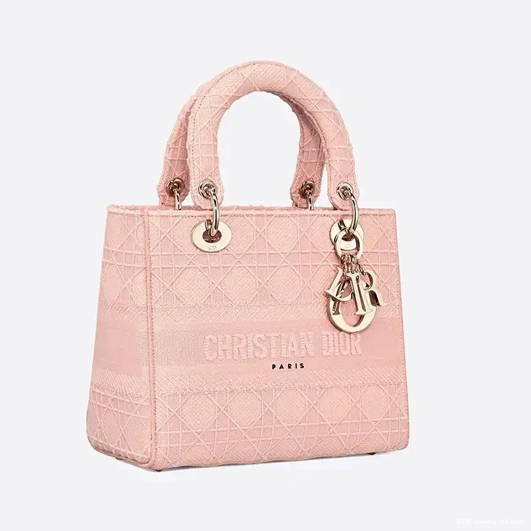 Cheap Canvas Lady Cannage Motif D-lite Medium Bag Pink 0626 Luxury